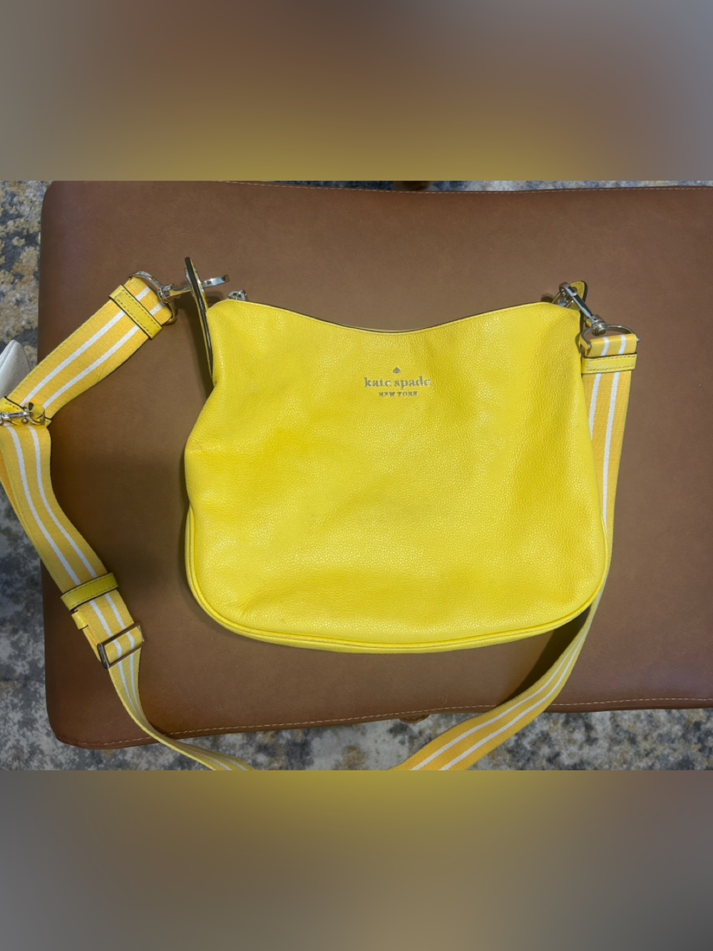 kate spade Yellow Leather Crossbody Bag with Gold Hardware